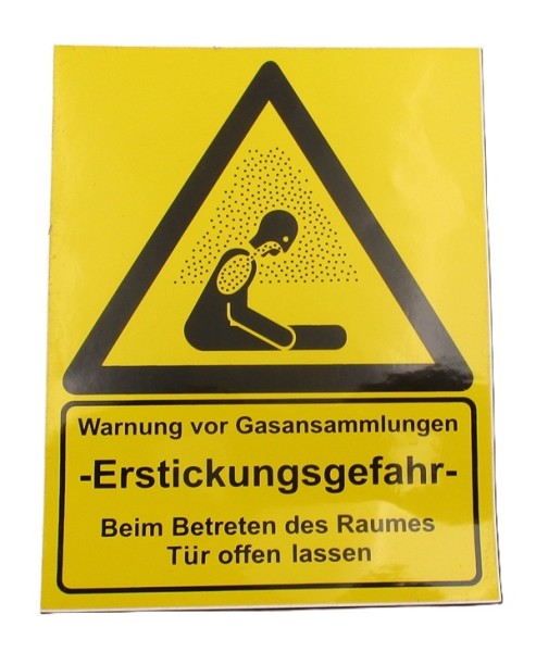 Aufkleber Warnung vor Gasansammlung